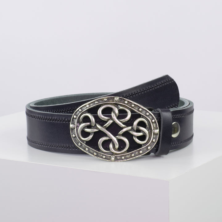 Ledergürtel 4cm mit Schnalle Verknoteter Knoten navi Reißverschluss