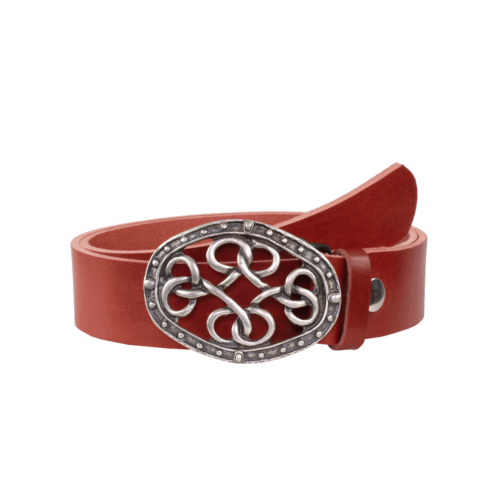 Ledergürtel 4cm mit Schnalle Verknoteter Knoten rot ohne Muster