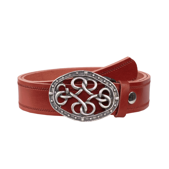 Ledergürtel 4cm mit Schnalle Verknoteter Knoten rot Reißverschluss