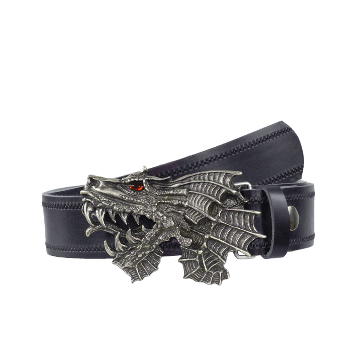Ledergürtel 4cm mit Schnalle Drache navi Reißverschluss