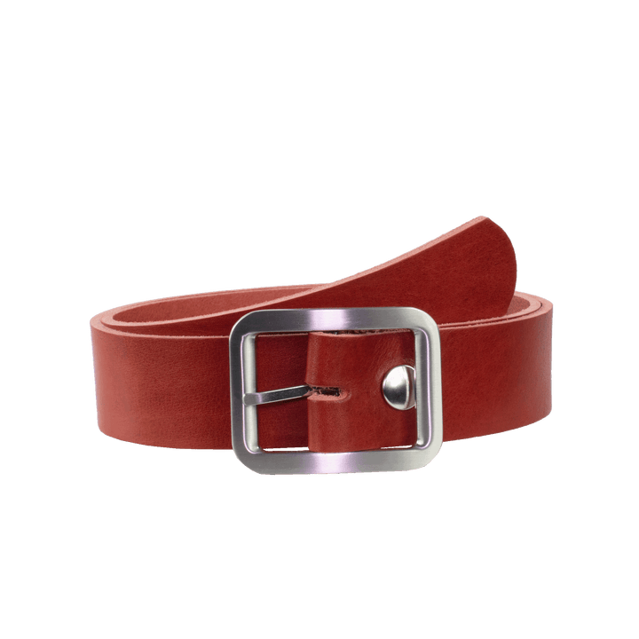 Ledergürtel 4cm mit Schnalle Munich rot ohne Muster