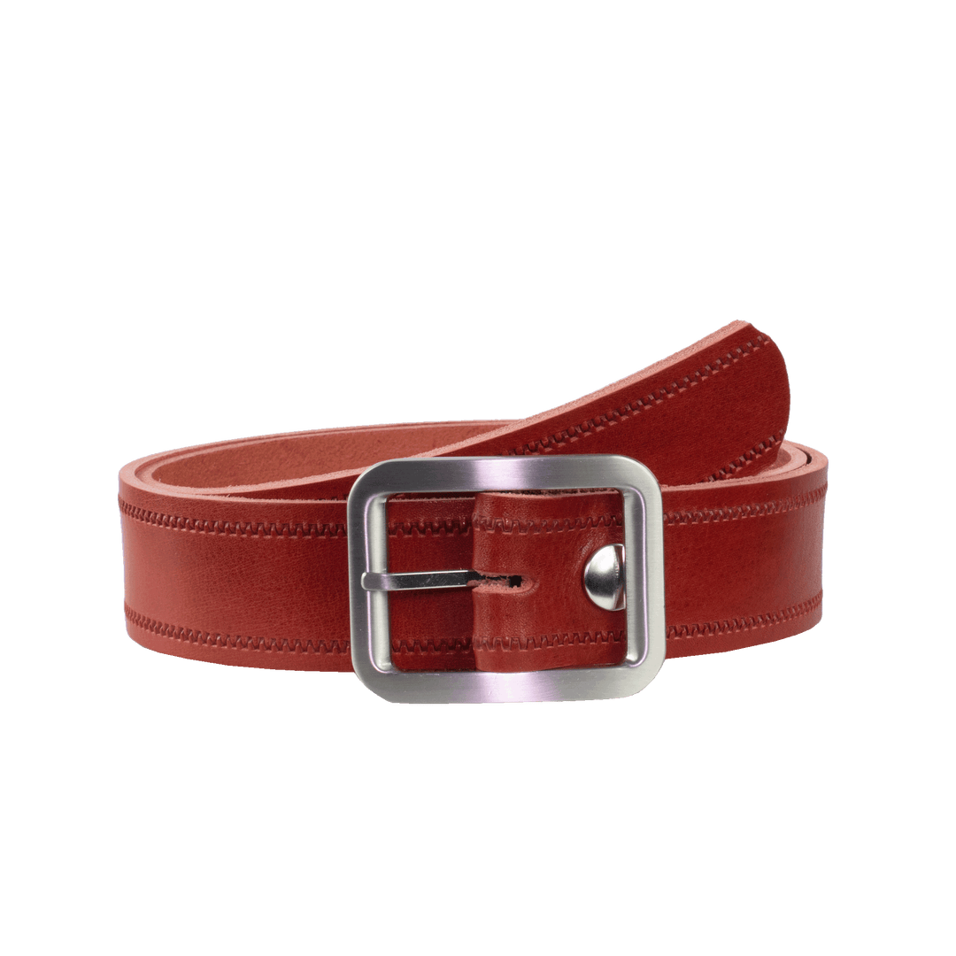 Ledergürtel 4cm mit Schnalle Munich rot Reißverschluss