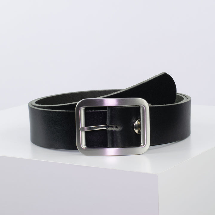 Ledergürtel 4cm mit Schnalle Munich schwarz ohne Muster