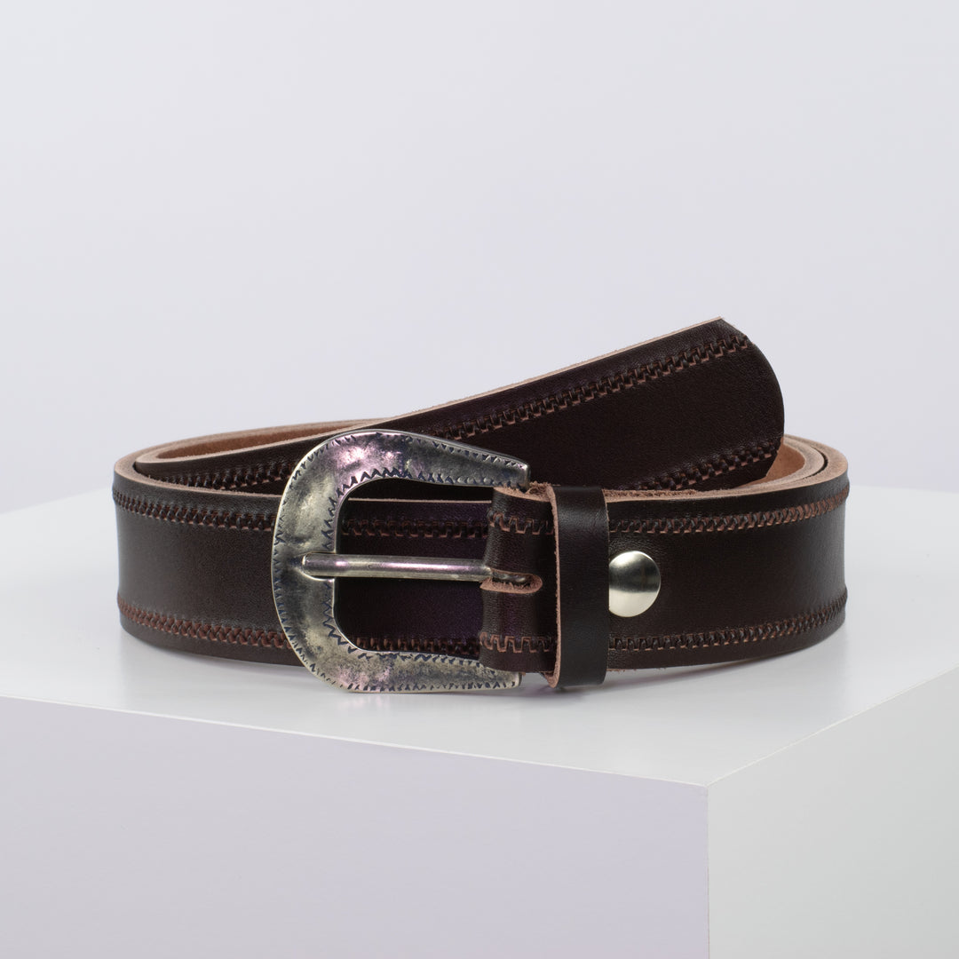 Ledergürtel 4cm mit Schnalle Berlin dunkelbraun Reißverschluss