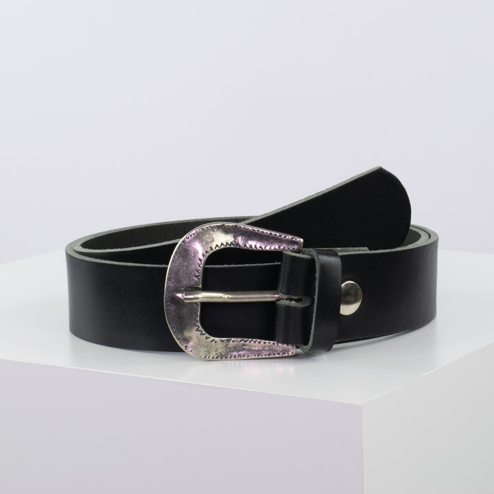 Ledergürtel 4cm mit Schnalle Berlin schwarz ohne Muster
