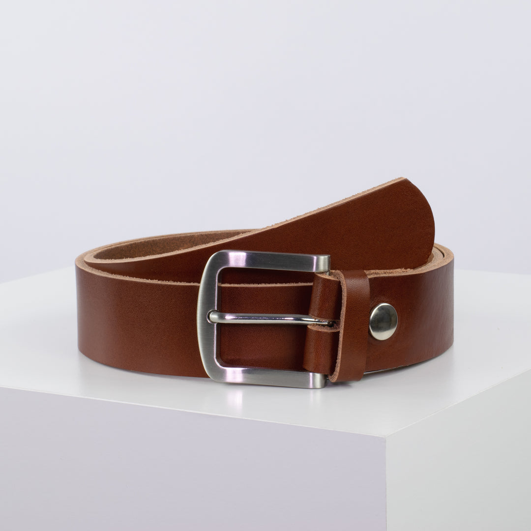 Ledergürtel 4cm mit Schnalle Tokyo cognac ohne Muster