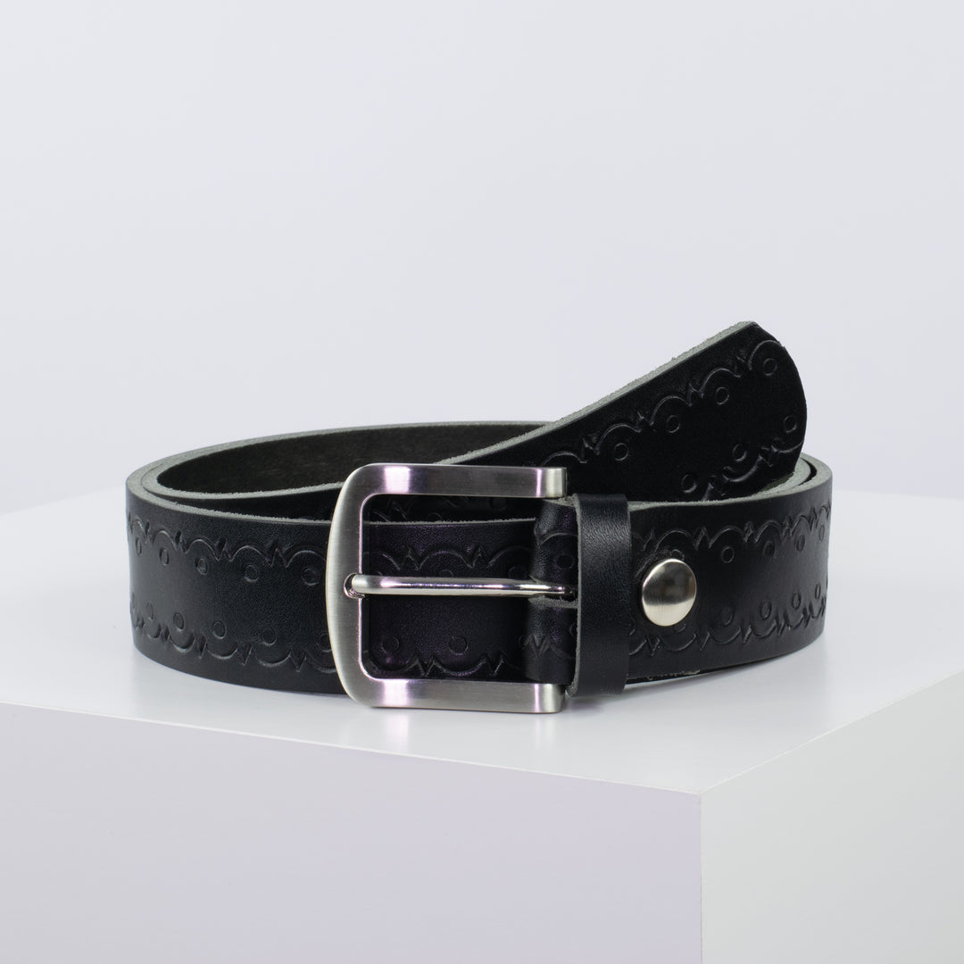 Ledergürtel 4cm mit Schnalle Tokyo schwarz Lochwelle
