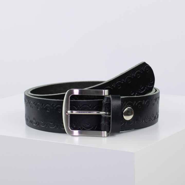 Ledergürtel 4cm mit Schnalle Tokyo schwarz Lochwelle