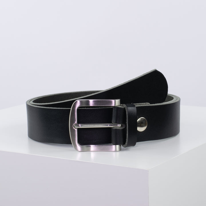 Ledergürtel 4cm mit Schnalle Tokyo schwarz ohne Muster