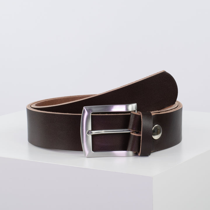 Ledergürtel 4cm mit Schnalle Bangkok dunkelbraun ohne Muster