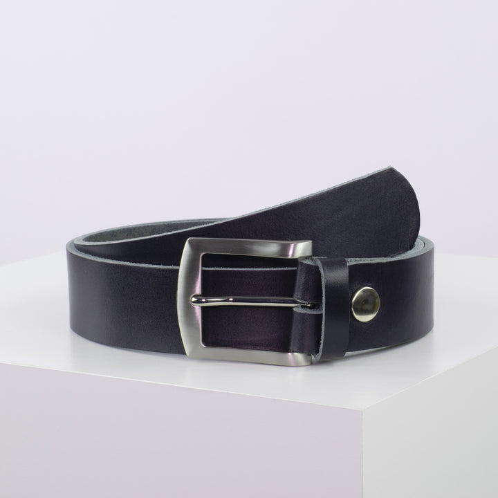 Ledergürtel 4cm mit Schnalle Bangkok navi ohne Muster