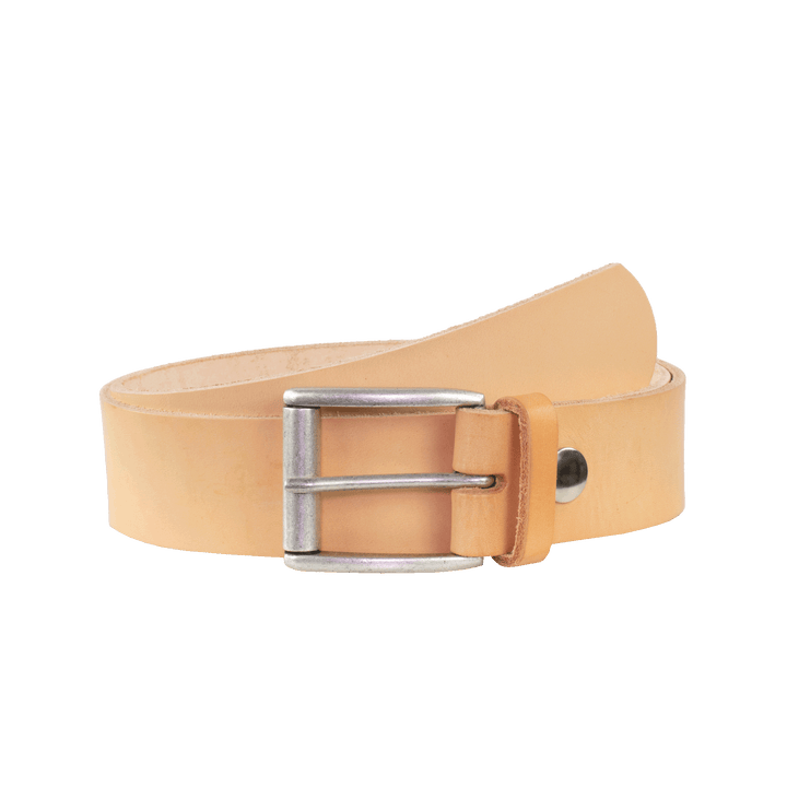 Ledergürtel 4cm mit Schnalle Amsterdam silber matt natur ohne Muster