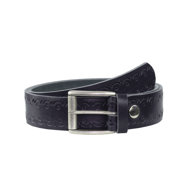 Ledergürtel 4cm mit Schnalle Amsterdam silber matt navi Lochwelle