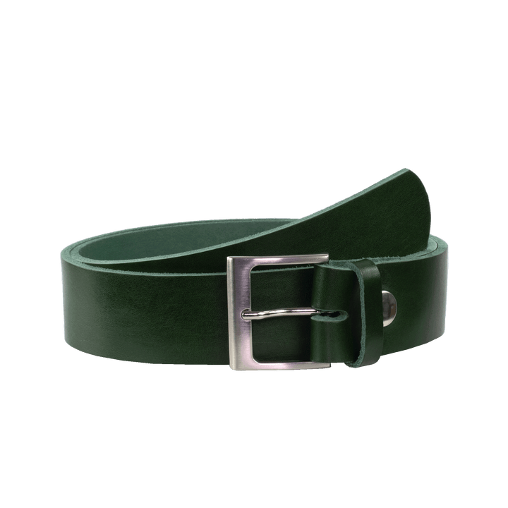 Ledergürtel 4cm mit Schnalle Copenhagen grün ohne Muster