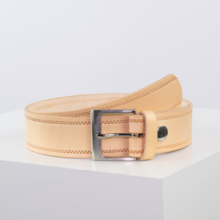 Ledergürtel 4cm mit Schnalle Copenhagen natur Reißverschluss