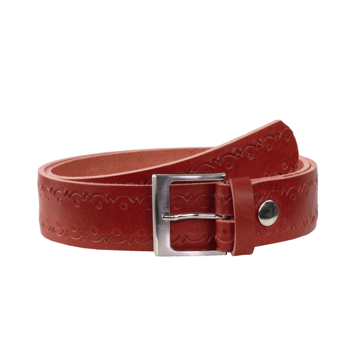 Ledergürtel 4cm mit Schnalle Copenhagen rot Lochwelle