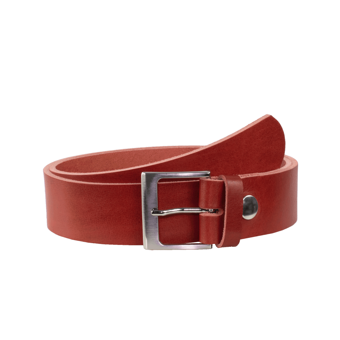 Ledergürtel 4cm mit Schnalle Copenhagen rot ohne Muster