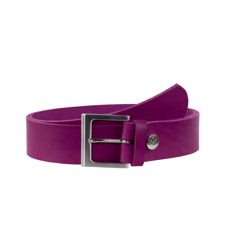 Ledergürtel 4cm mit Schnalle Graz silber glänzend pink ohne Muster