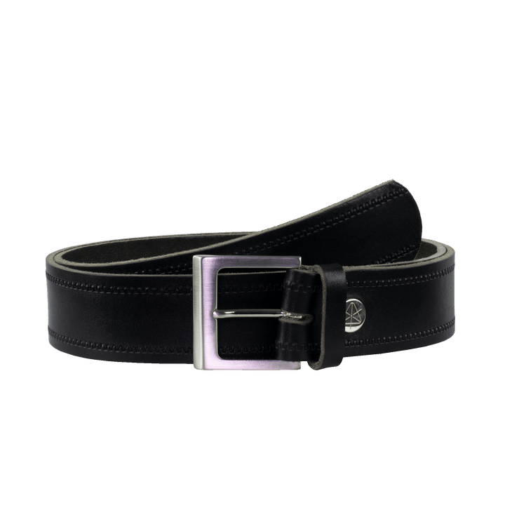 Ledergürtel 4cm mit Schnalle Graz silber glänzend schwarz Reißverschluss