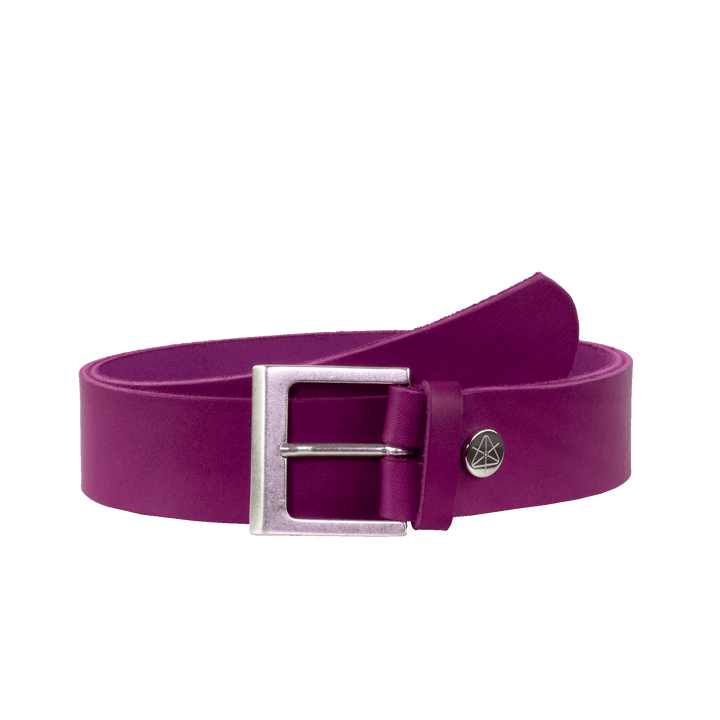 Ledergürtel 4cm mit Schnalle Graz silber matt pink ohne Muster