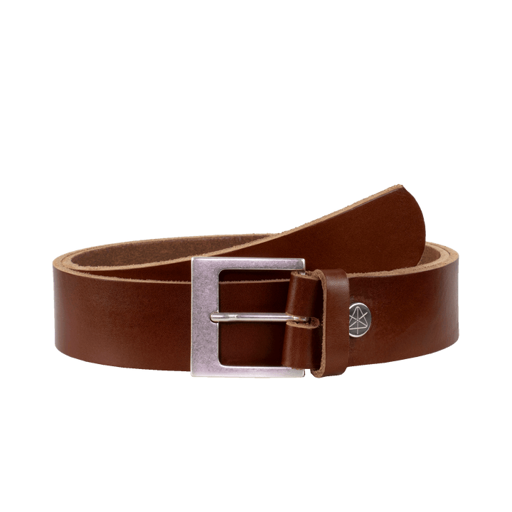 Ledergürtel 4cm mit Schnalle Odessa silber cognac ohne Muster