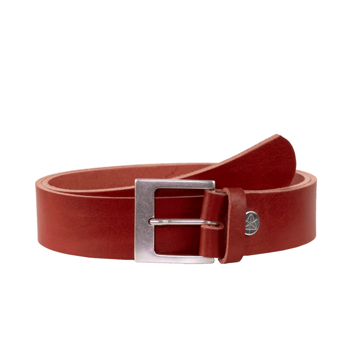 Ledergürtel 4cm mit Schnalle Odessa silber rot ohne Muster