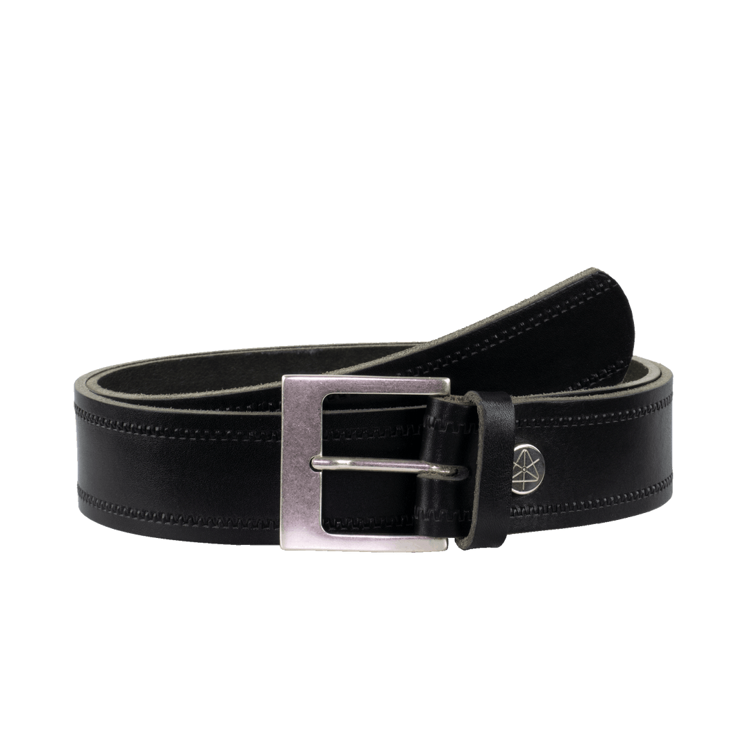 Ledergürtel 4cm mit Schnalle Odessa silber schwarz Reißverschluss