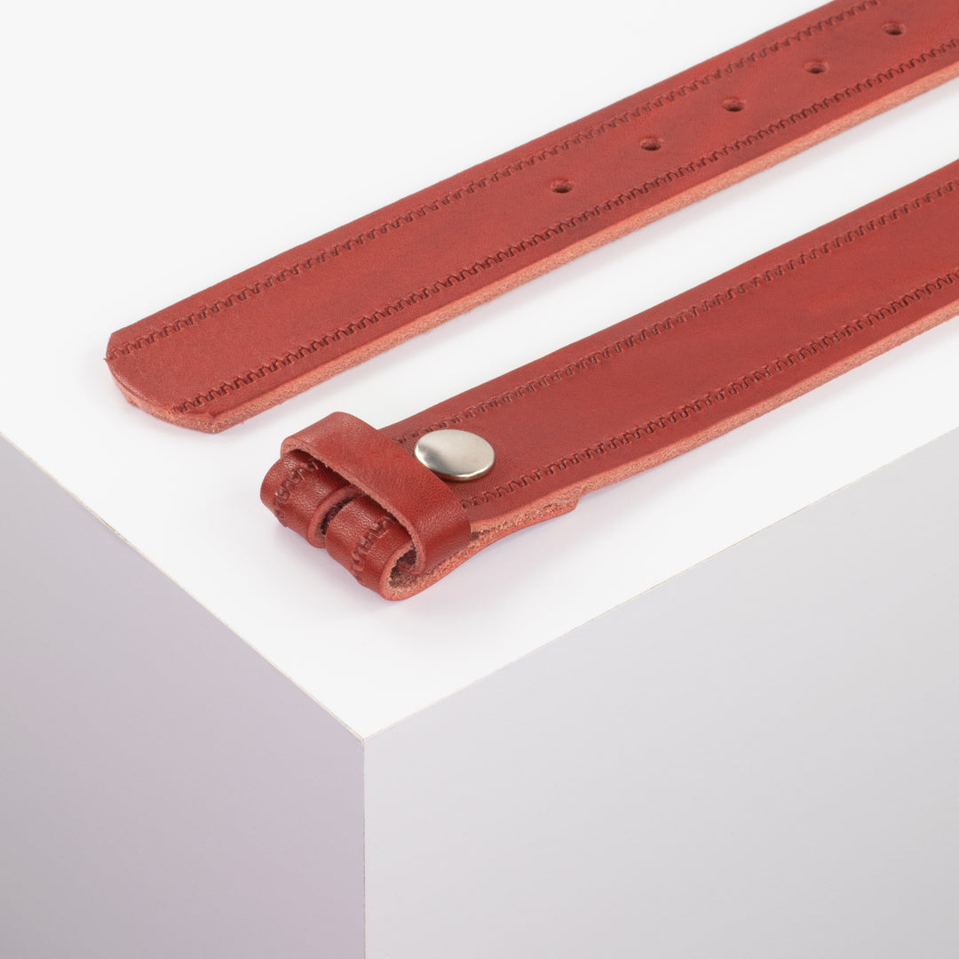Ledergürtel 3.5cm rot Reisverschluss