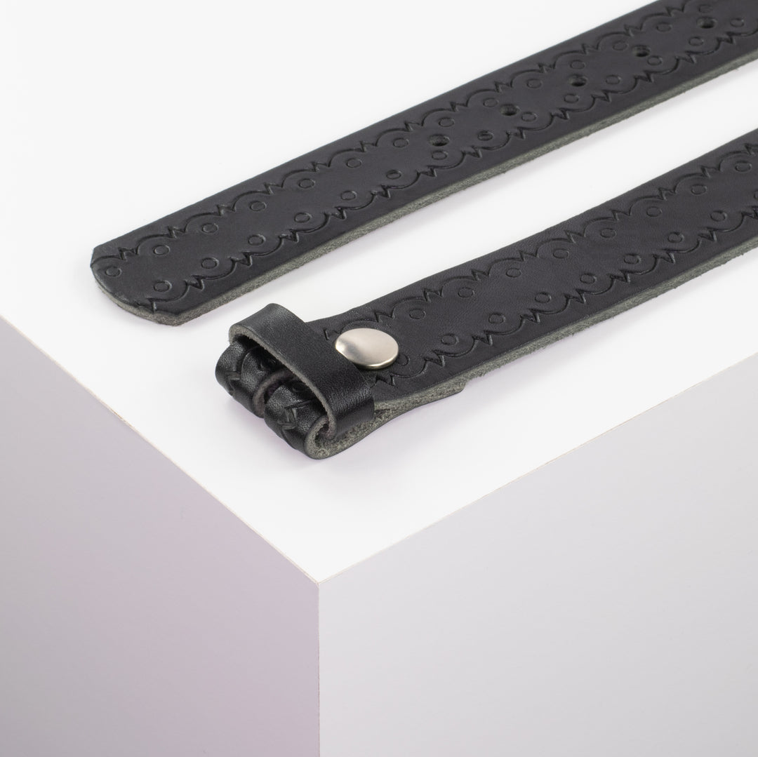 Ledergürtel 3.5cm schwarz Lochwelle#farbe_schwarz