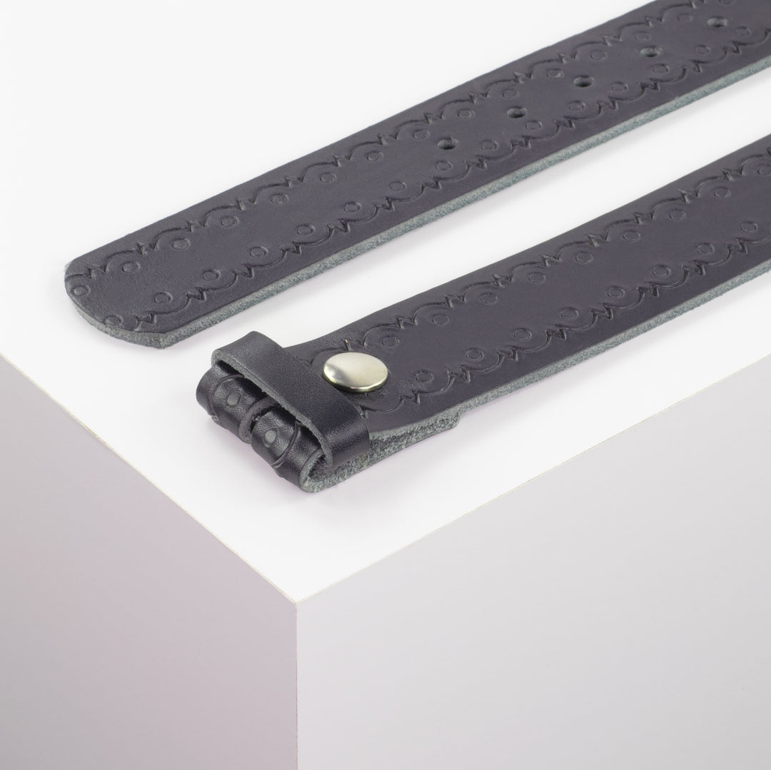 Ledergürtel 4cm blau Lochwelle