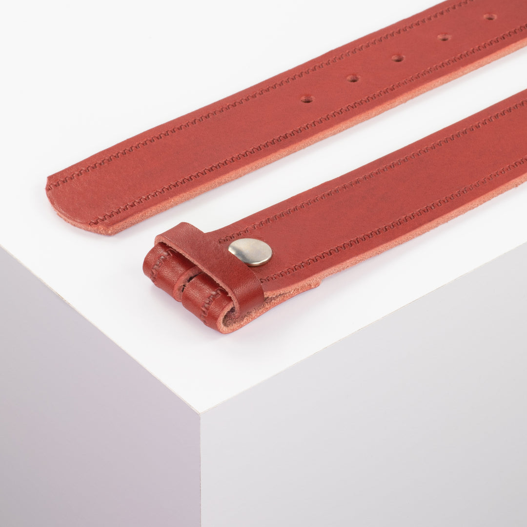 Ledergürtel 4cm rot Reisverschluss