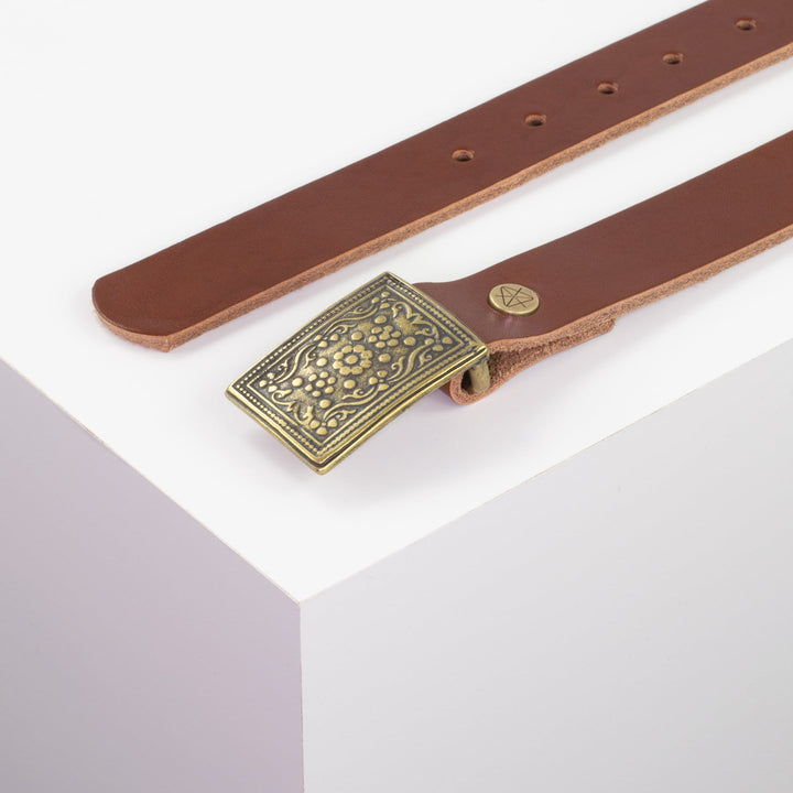 Ledergürtel 3cm mit Schnalle Kitzbühel messing cognac ohne Muster