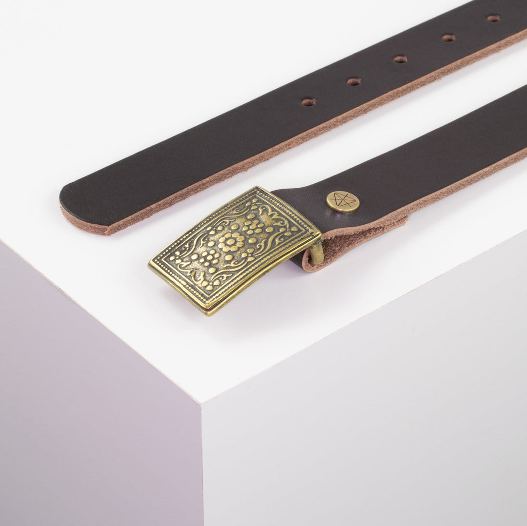 Ledergürtel 3cm mit Schnalle Kitzbühel messing dunkelbraun ohne Muster