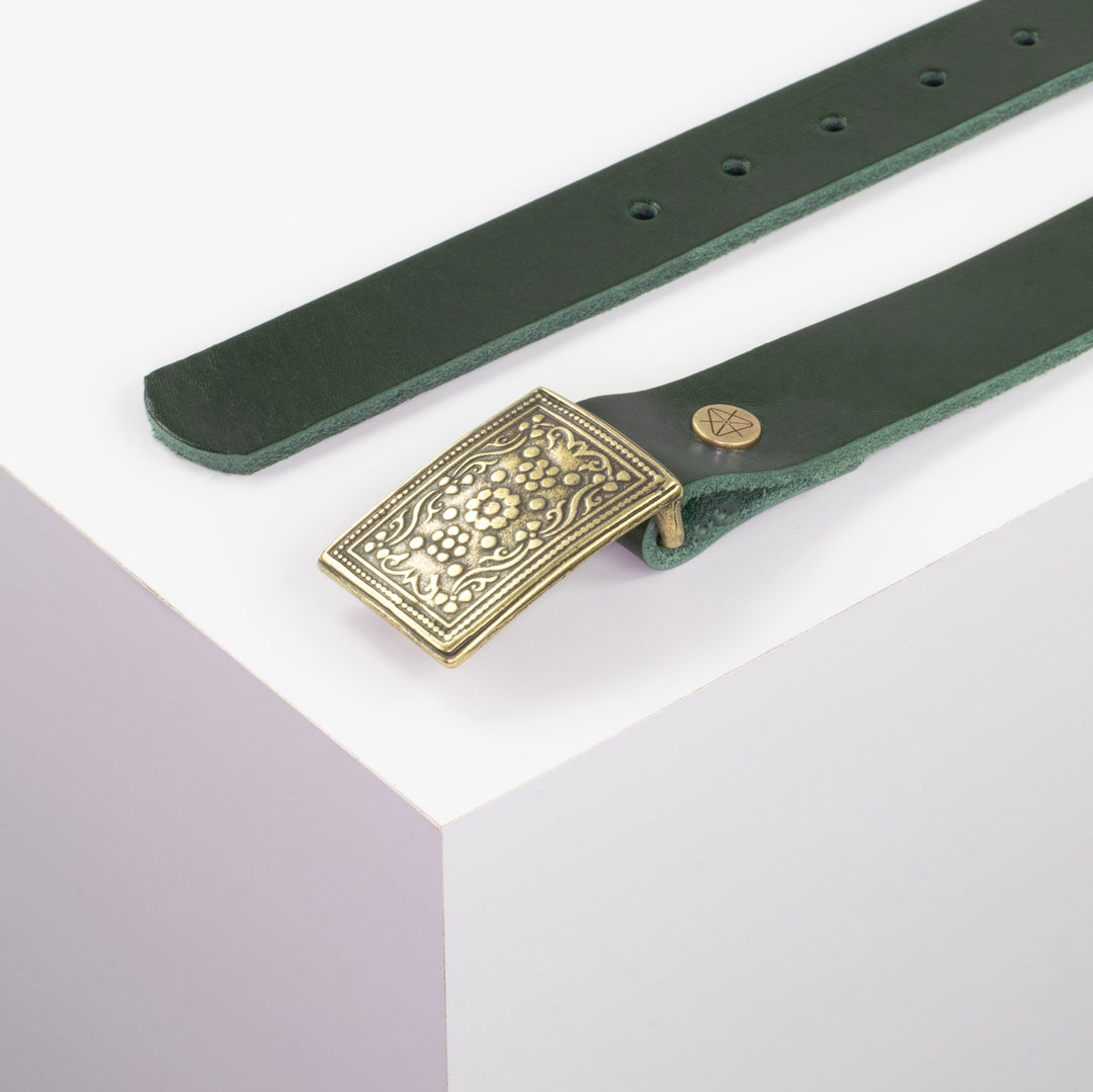 Ledergürtel 3cm mit Schnalle Kitzbühel messing grün ohne Muster