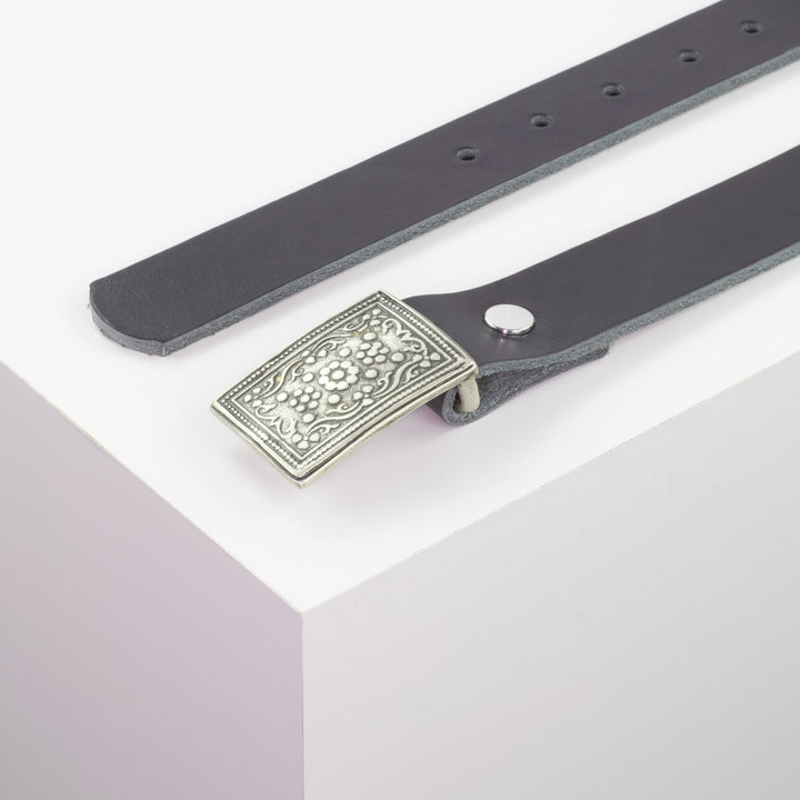 Ledergürtel 3cm mit Schnalle Kitzbühel silber navi ohne Muster