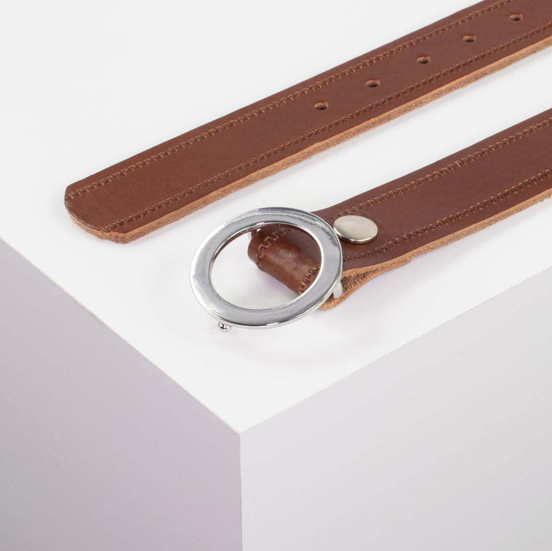 Ledergürtel 3,5cm mit Schnalle Ronda cognac Reißverschluss