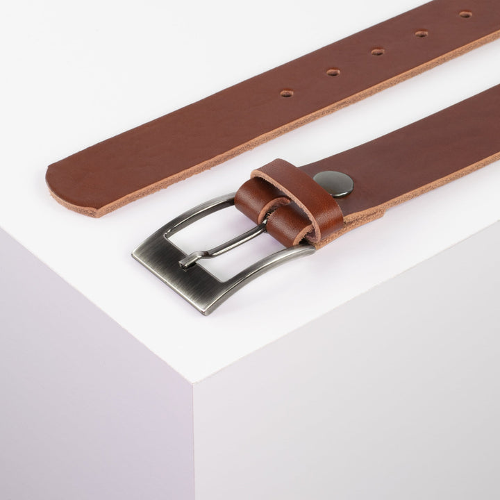 Ledergürtel 3,5cm mit Schnalle Barcelona cognac ohne Muster