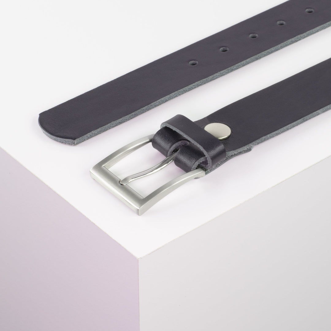 Ledergürtel 3,5cm mit Schnalle San Francisco navi ohne Muster