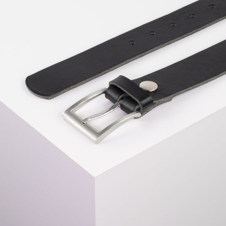 Ledergürtel 3,5cm mit Schnalle San Francisco schwarz ohne Muster