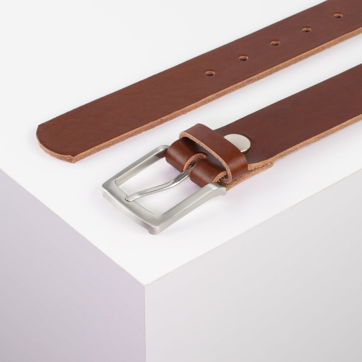 Ledergürtel 3,5cm mit Schnalle Frankfurt cognac ohne Muster