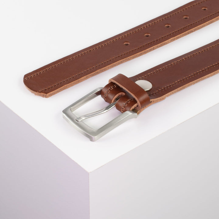 Ledergürtel 3,5cm mit Schnalle Frankfurt cognac Reißverschluss