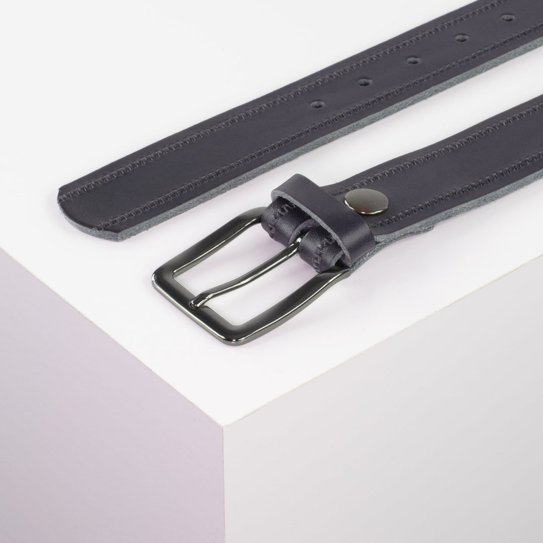 Ledergürtel 3,5cm mit Schnalle Prag navi Reißverschluss