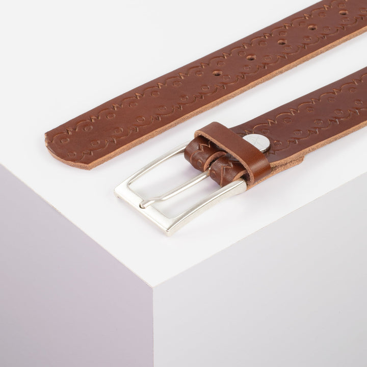 Ledergürtel 3,5cm mit Schnalle San Sebastian cognac Lochwelle
