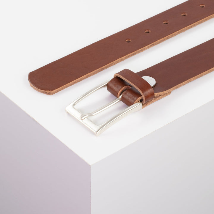 Ledergürtel 3,5cm mit Schnalle San Sebastian cognac ohne Muster