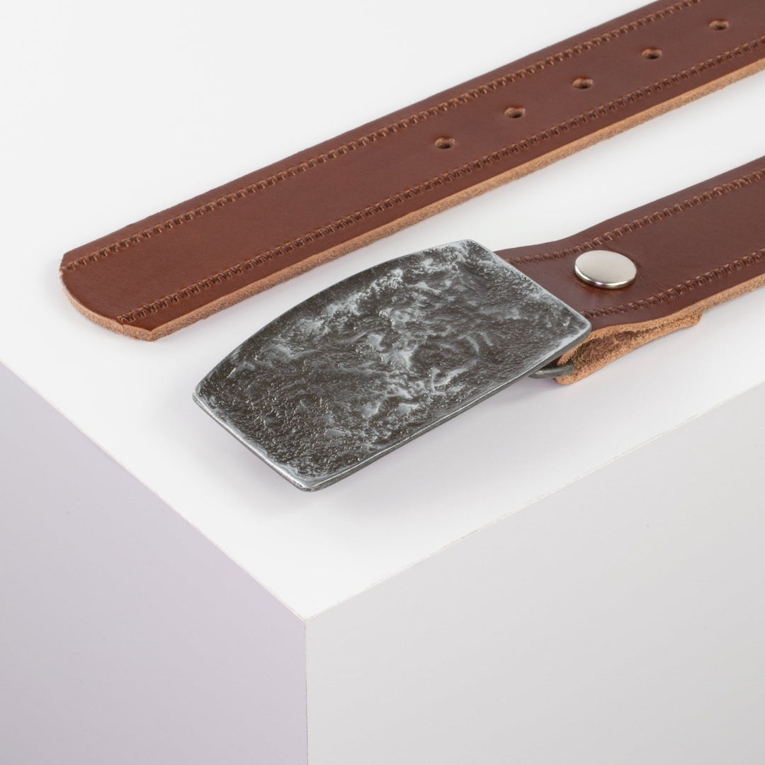 Ledergürtel 4cm mit Schnalle Death Valley cognac Reißverschluss