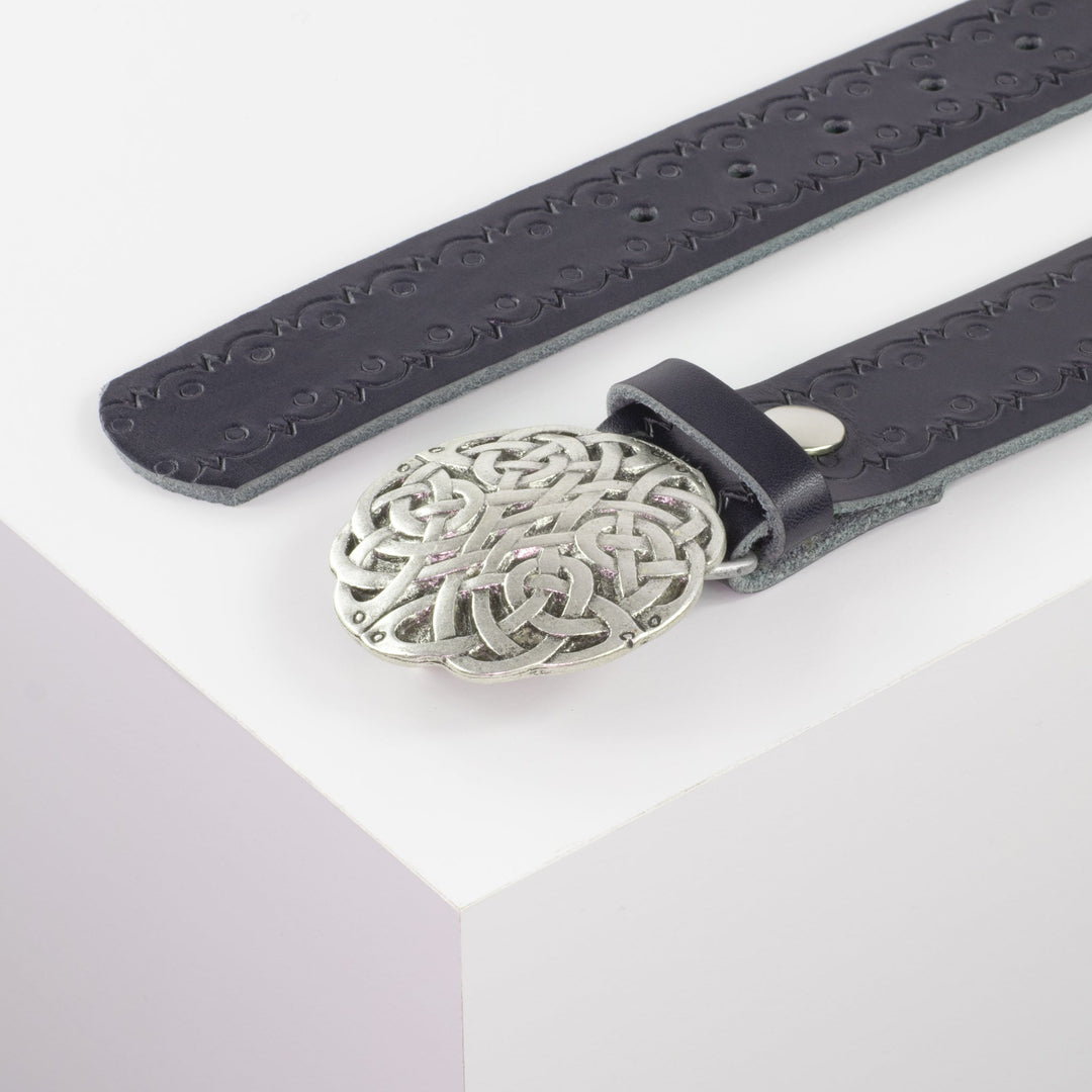 Ledergürtel 4cm mit Schnalle Gordischer Knoten navi Lochwelle