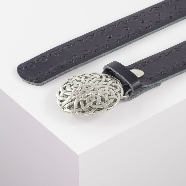 Ledergürtel 4cm mit Schnalle Gordischer Knoten navi Lochwelle