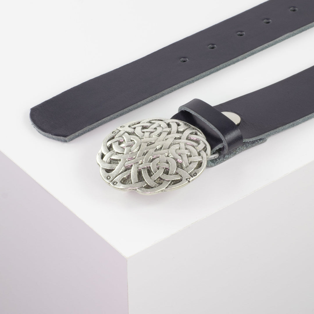 Ledergürtel 4cm mit Schnalle Gordischer Knoten navi ohne Muster