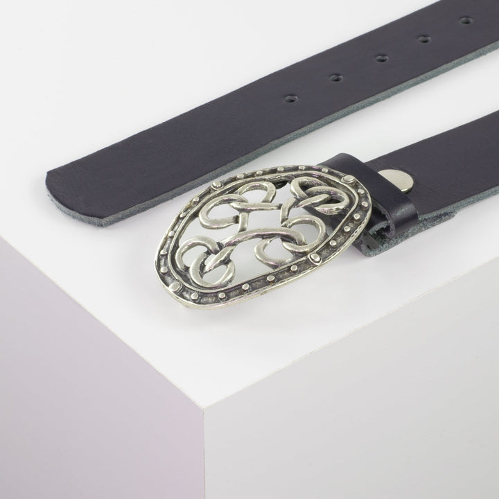 Ledergürtel 4cm mit Schnalle Verknoteter Knoten navi ohne Muster