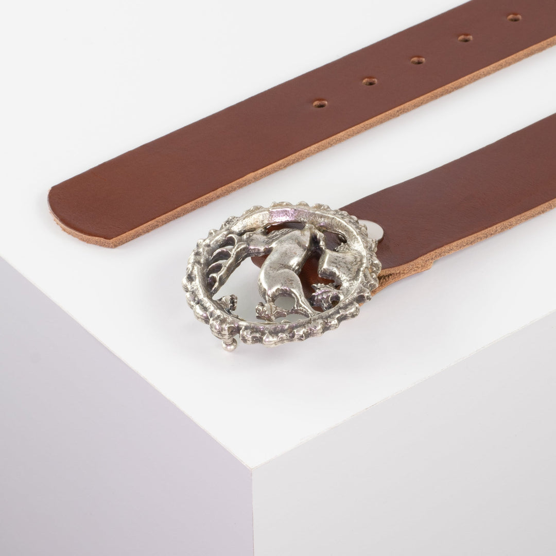 Ledergürtel 4cm mit Schnalle Hirsch cognac ohne Muster